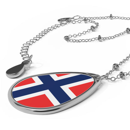 Norway Flag Oval Necklace | Norwegian Flag Pendant | Heritage Jewelry | Cultural Gift | Rep Ya Flag