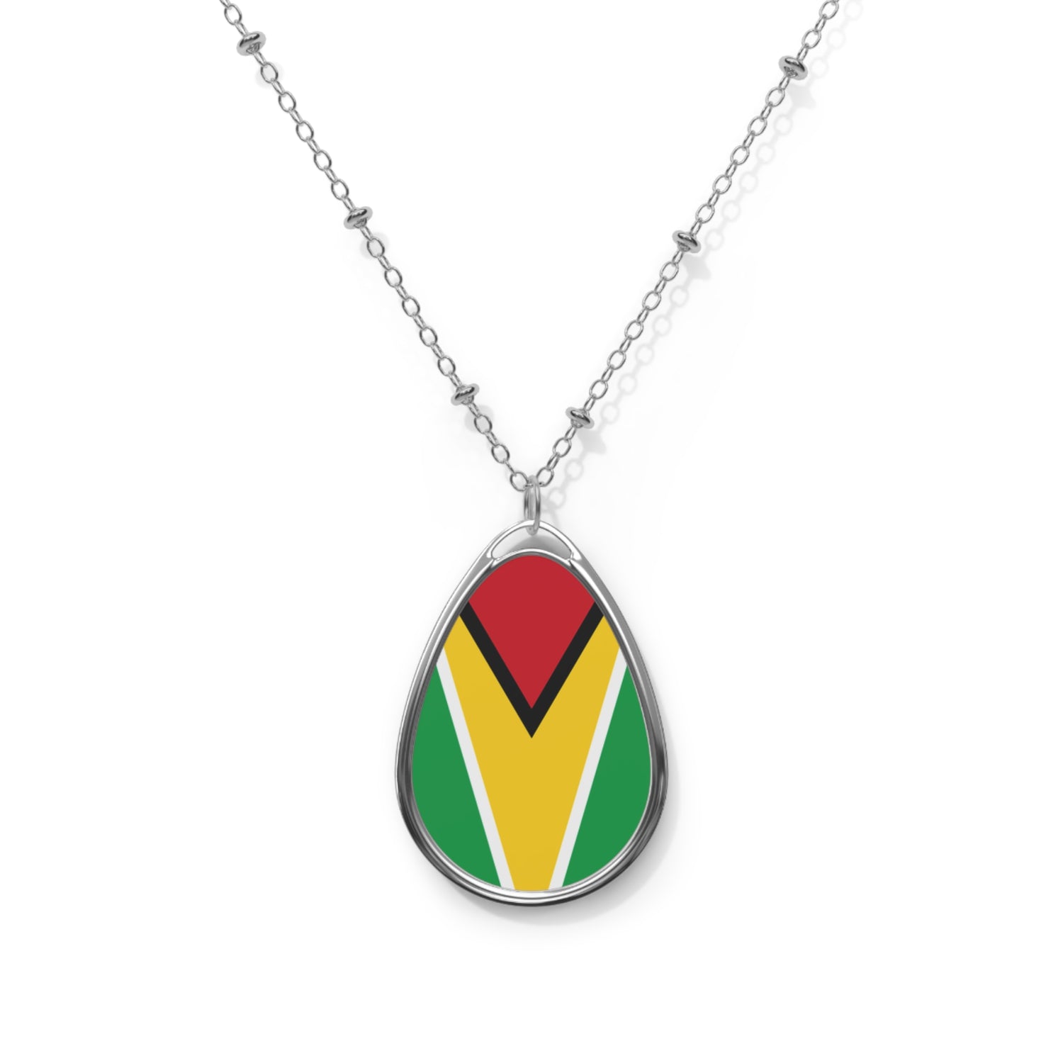Guyana Flag Oval Necklace | Guyanese Heritage Pendant | Rep Ya Flag