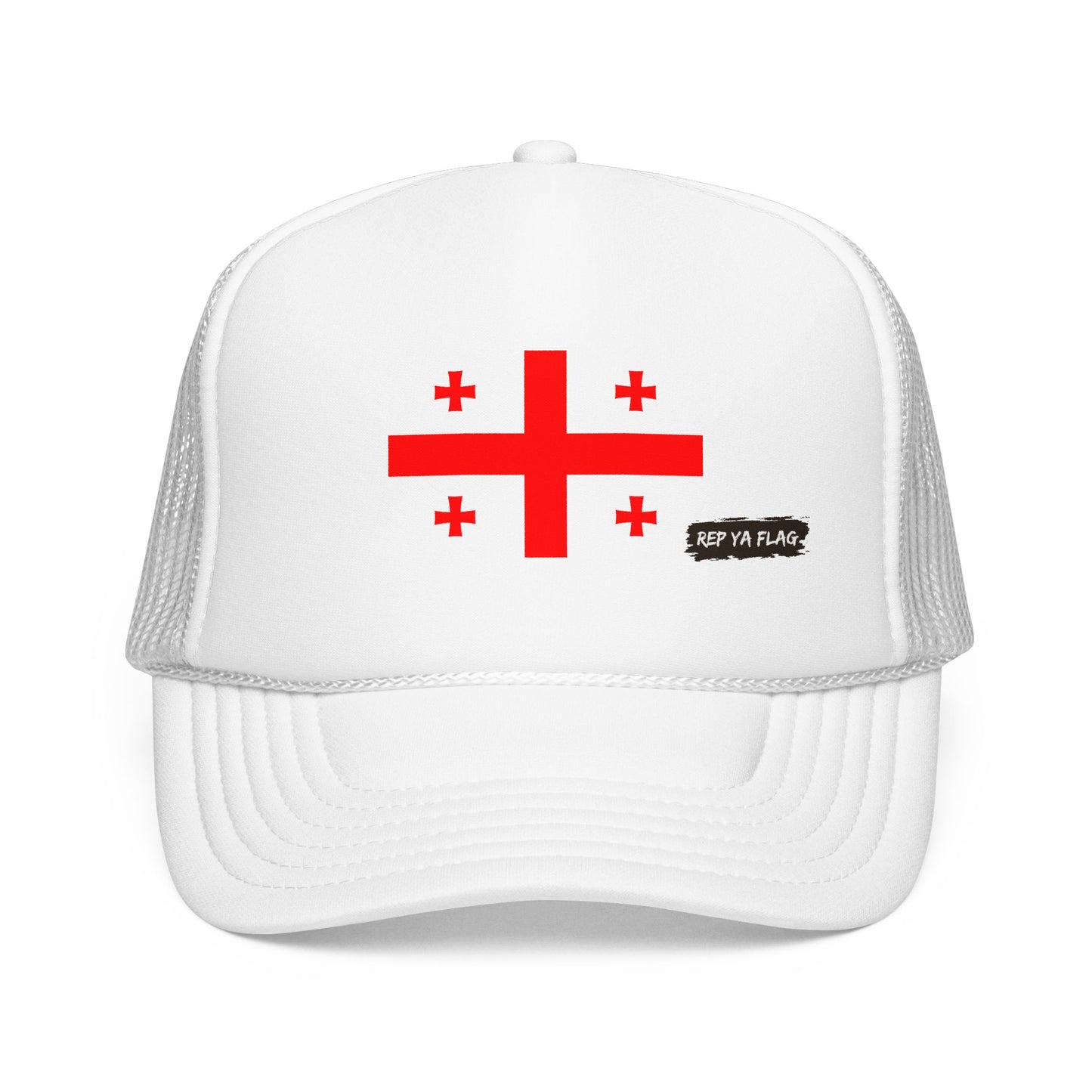Georgia Flag Foam Trucker Hat | Georgian Pride Snapback Cap | Rep Ya Flag
