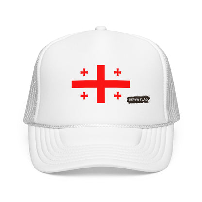Georgia Flag Foam Trucker Hat | Georgian Pride Snapback Cap | Rep Ya Flag