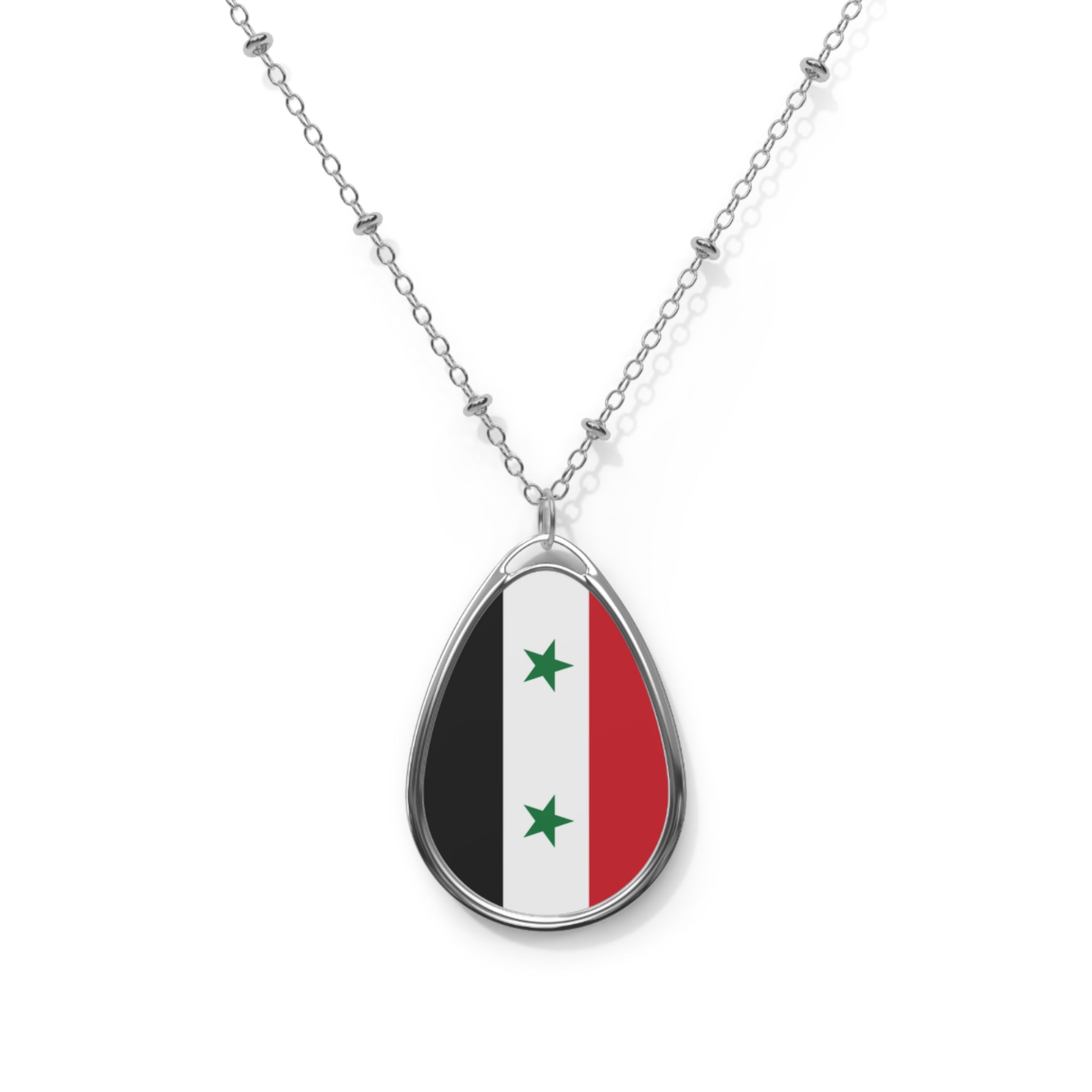 Syria Flag Oval Necklace
