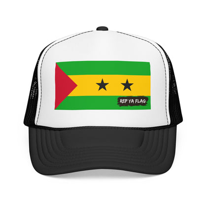 São Tomé and Príncipe Flag Foam Trucker Hat | São Toméan Pride Snapback Cap | Rep Ya Flag