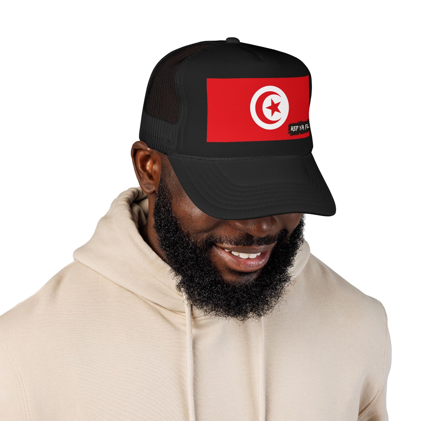 Tunisia Flag Foam Trucker Hat | Rep Ya Flag design