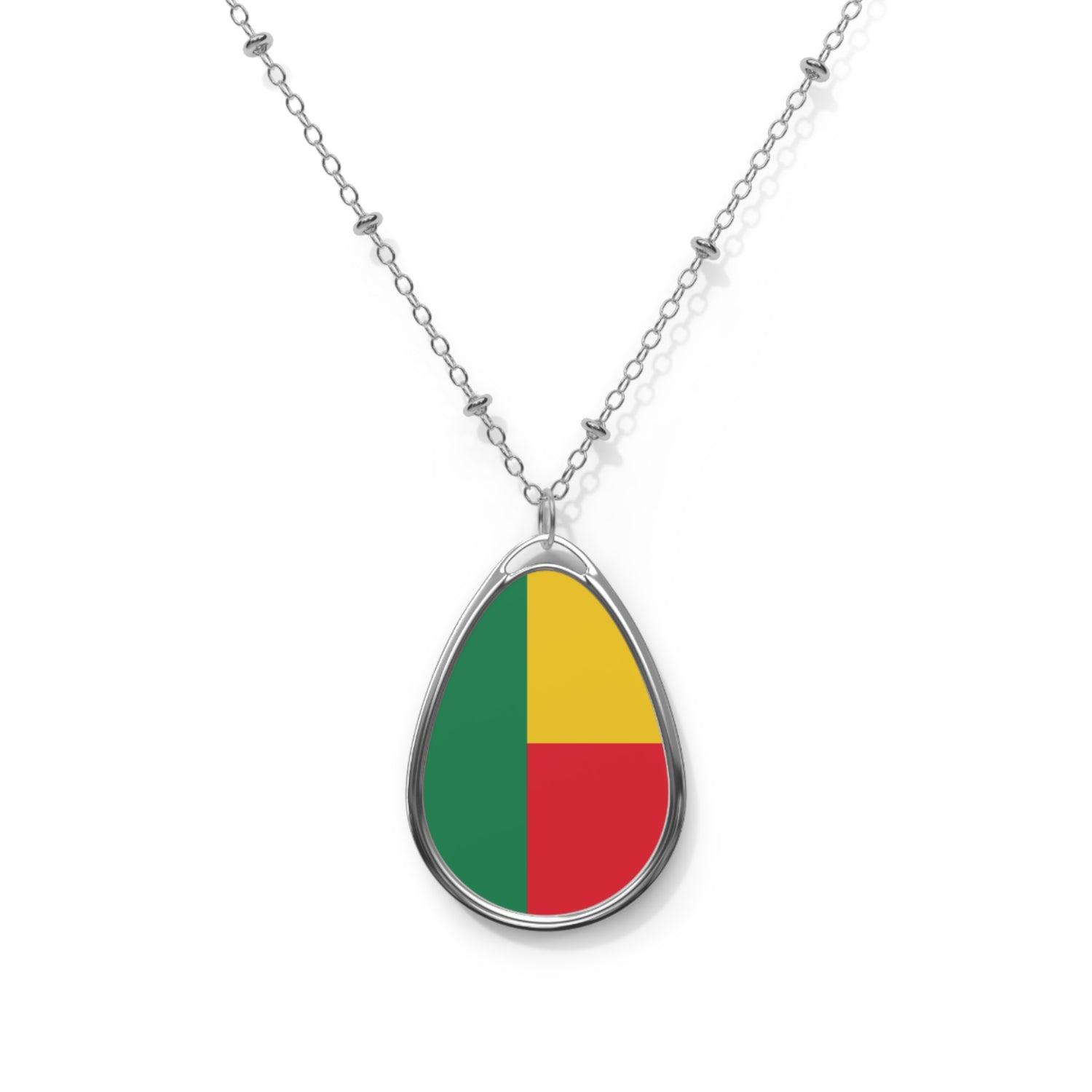 Benin Flag Oval Necklace | Beninese Heritage Pendant | Rep Ya Flag