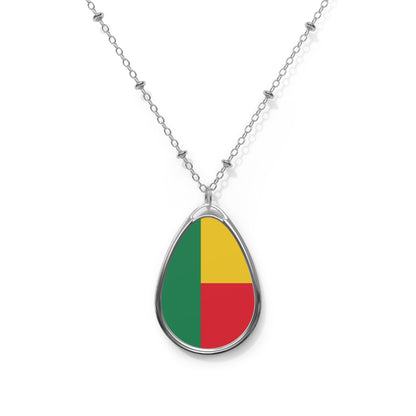 Benin Flag Oval Necklace | Beninese Heritage Pendant | Rep Ya Flag