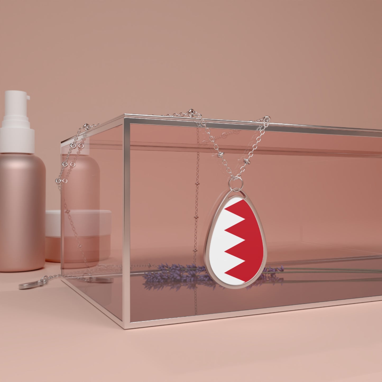 Bahrain Flag Oval Necklace | Bahraini Pride Patriotic Jewelry | Rep Ya Flag