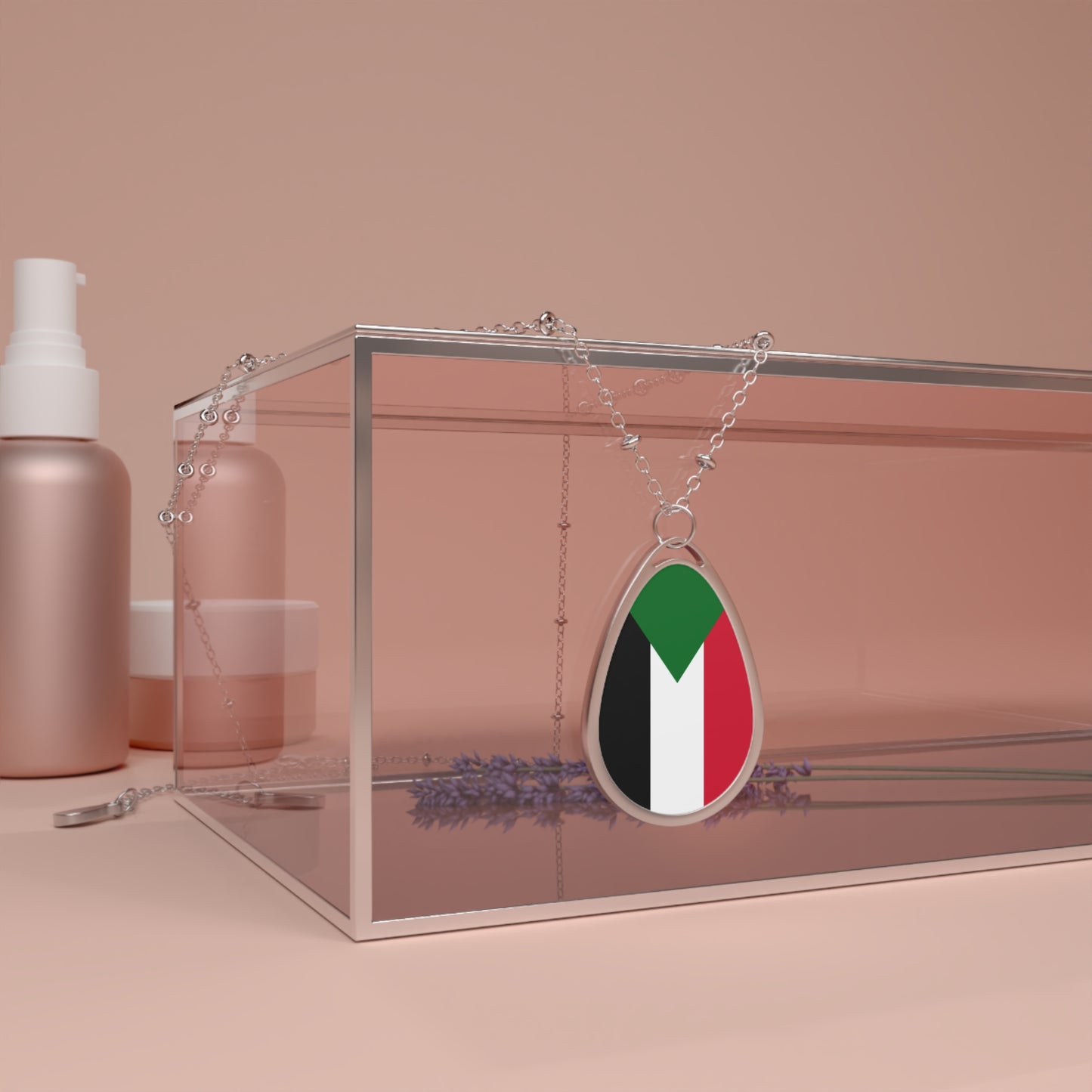 Sudan Flag Oval Necklace