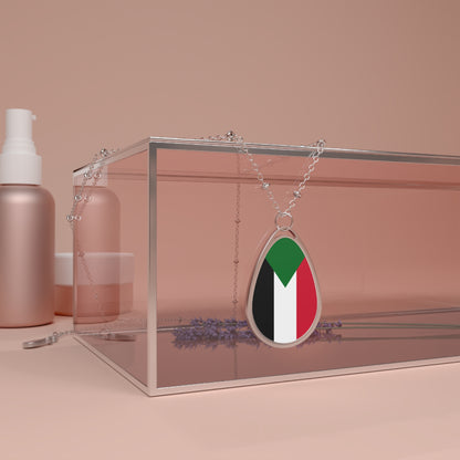 Sudan Flag Oval Necklace