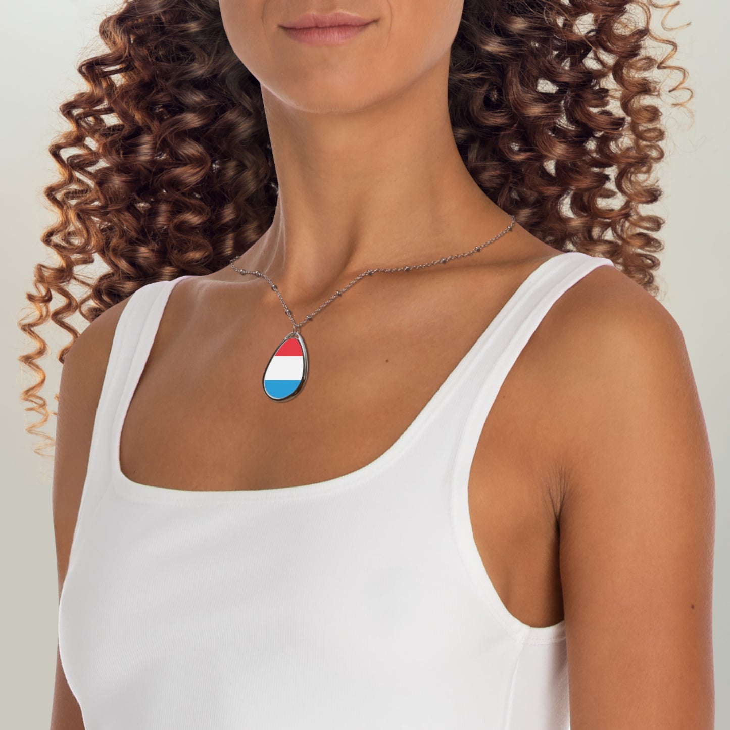 Luxembourg Flag Oval Necklace | Luxembourg Heritage Pendant | Rep Ya Flag