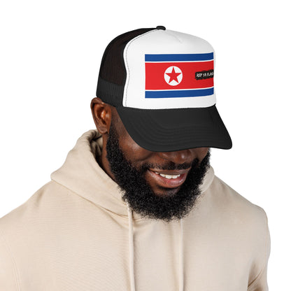 North Korea Flag Foam Trucker Hat | North Korean Pride Snapback Cap | Rep Ya Flag