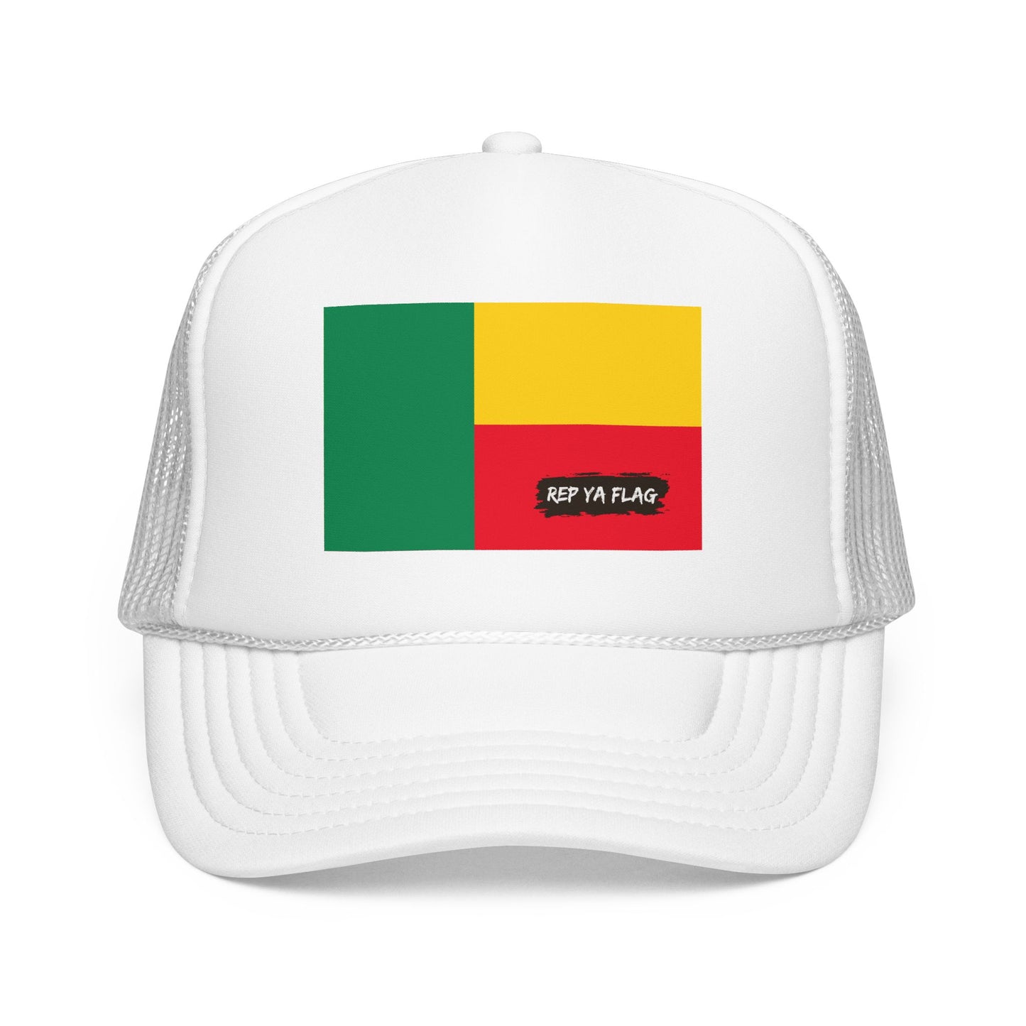 Benin Flag Foam Trucker Hat | Beninese Pride Snapback Cap | Rep Ya Flag