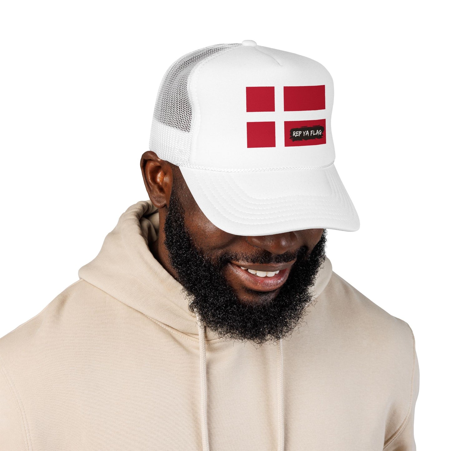 Denmark Flag Foam Trucker Hat | Danish Pride Snapback Cap | Rep Ya Flag