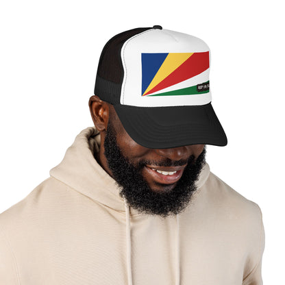 Seychelles Flag Foam Trucker Hat | Seychellois Pride Snapback Cap | Rep Ya Flag