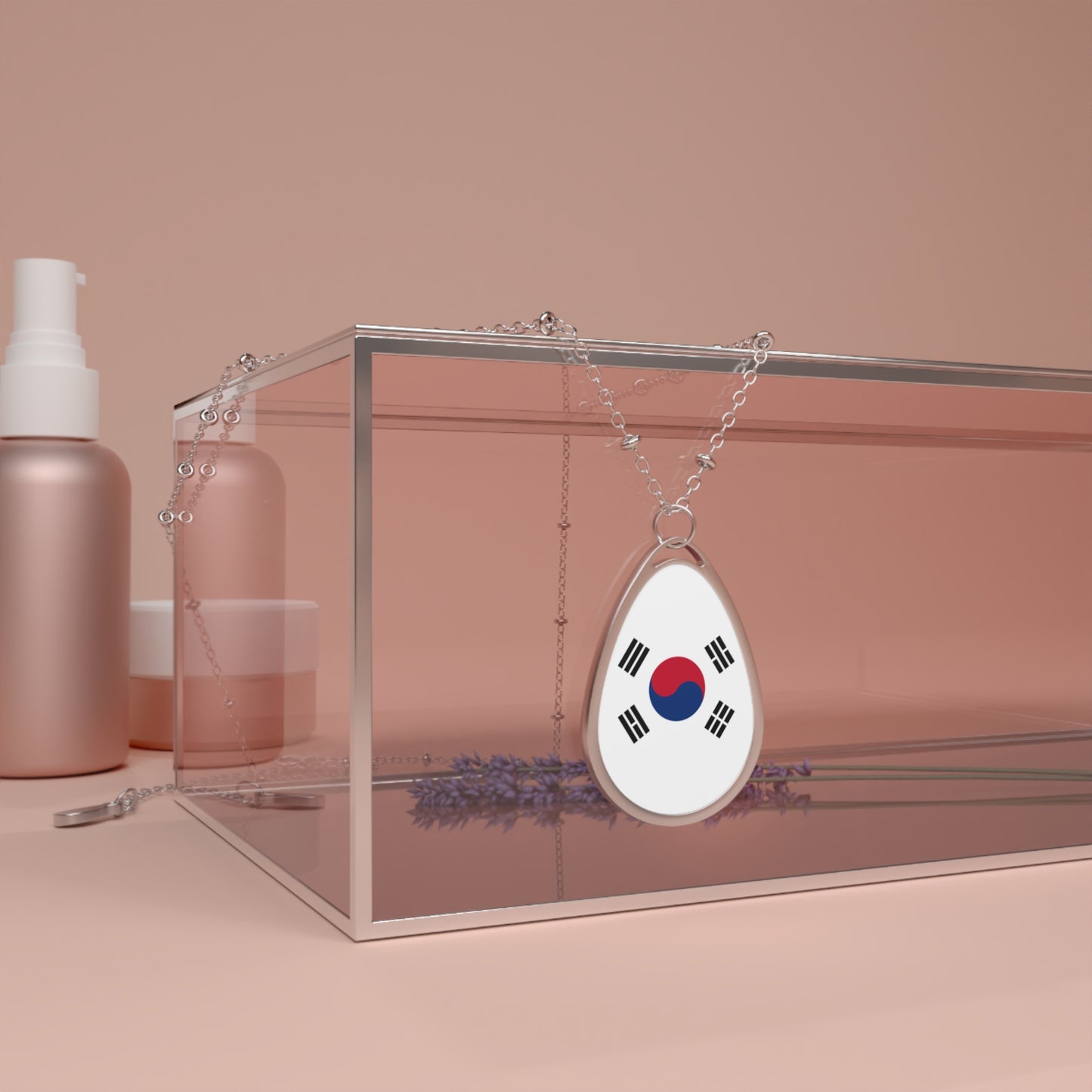 South Korea Flag Oval Necklace | Korean Heritage Pendant | Rep Ya Flag