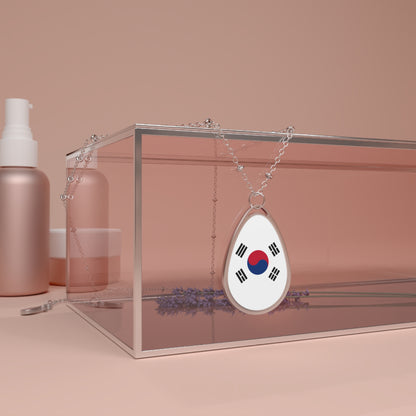 South Korea Flag Oval Necklace | Korean Heritage Pendant | Rep Ya Flag