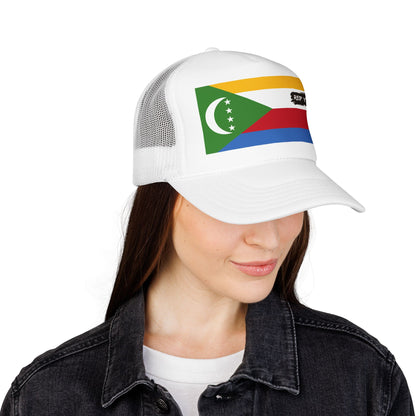 Comoros Flag Foam Trucker Hat | Comorian Pride Snapback Cap | Rep Ya Flag