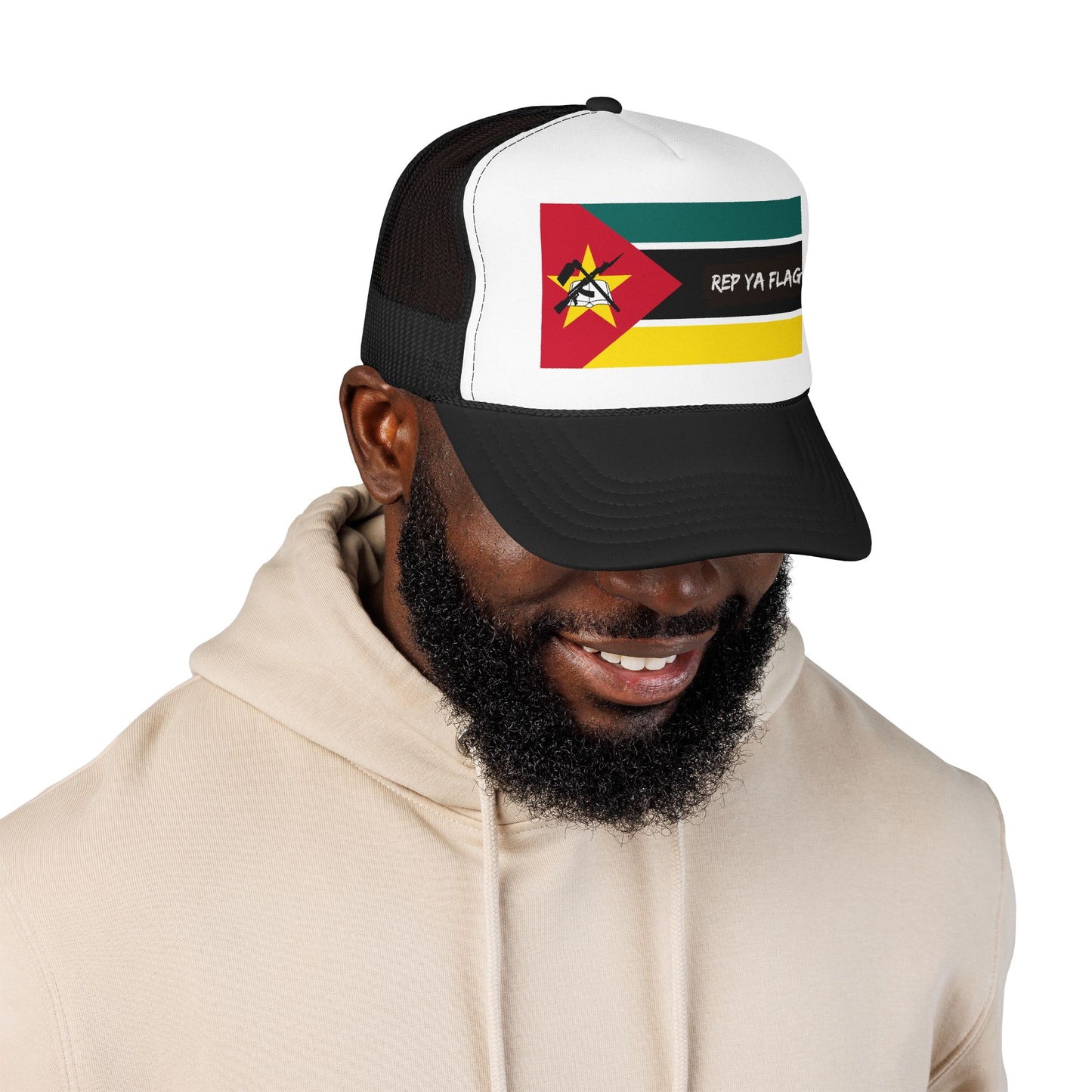 Mozambique Flag Foam Trucker Hat | Mozambican Pride Snapback Cap | Rep Ya Flag