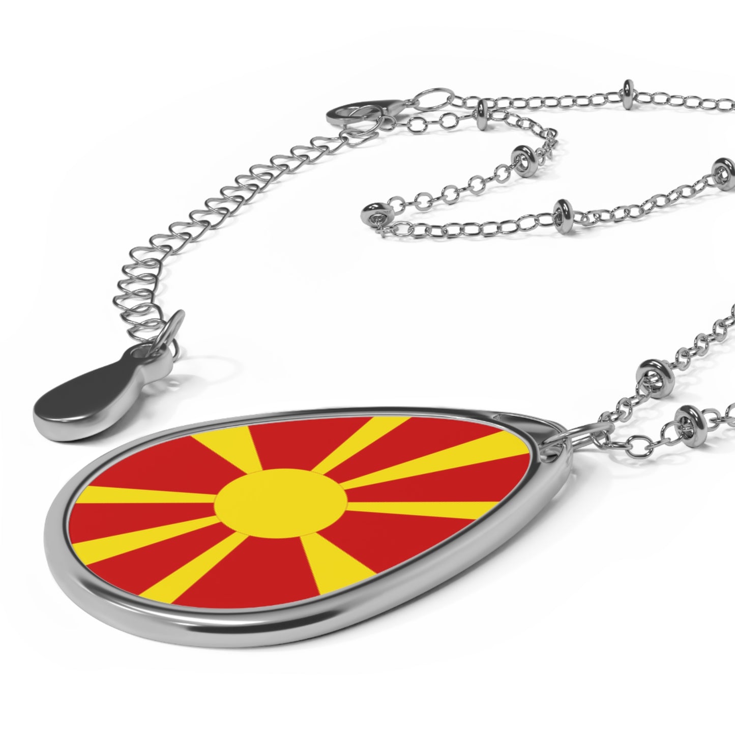 North Macedonia Flag Oval Necklace | Macedonian Flag Pendant | Heritage Jewelry | Cultural Gift | Rep Ya Flag