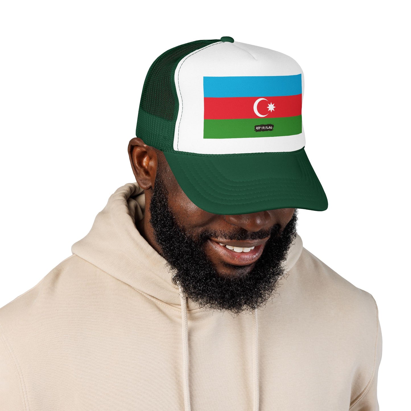 Azerbaijan Flag Foam Trucker Hat | Azerbaijani Pride Snapback Cap | Rep Ya Flag