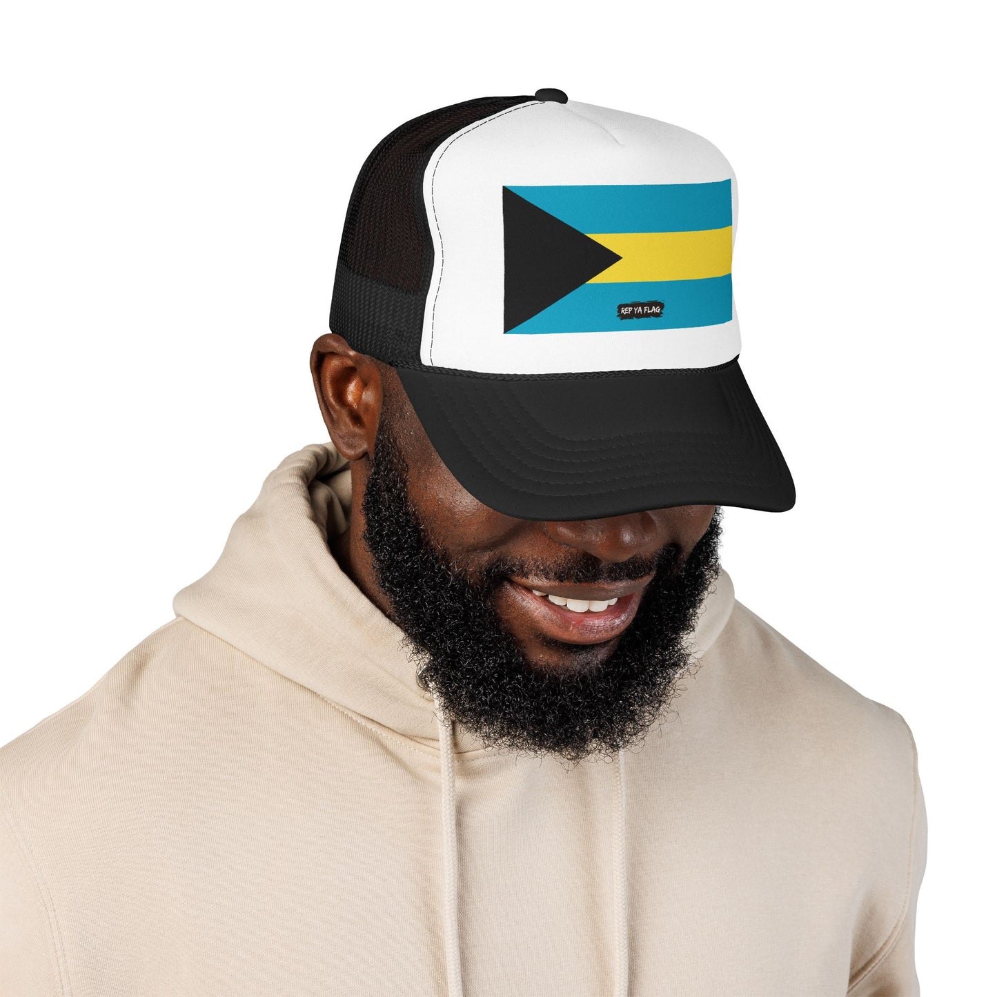 Bahamas Flag Foam Trucker Hat | Bahamian Pride Snapback Cap | Rep Ya Flag