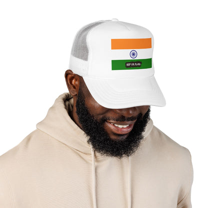 India Flag Foam Trucker Hat | Indian Pride Snapback Cap | Rep Ya Flag