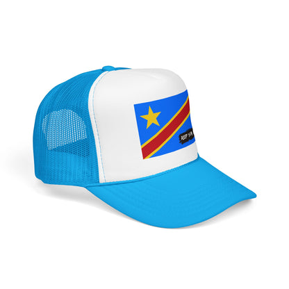 Democratic Republic of the Congo Flag Foam Trucker Hat | Congolese Pride Snapback Cap | Rep Ya Flag
