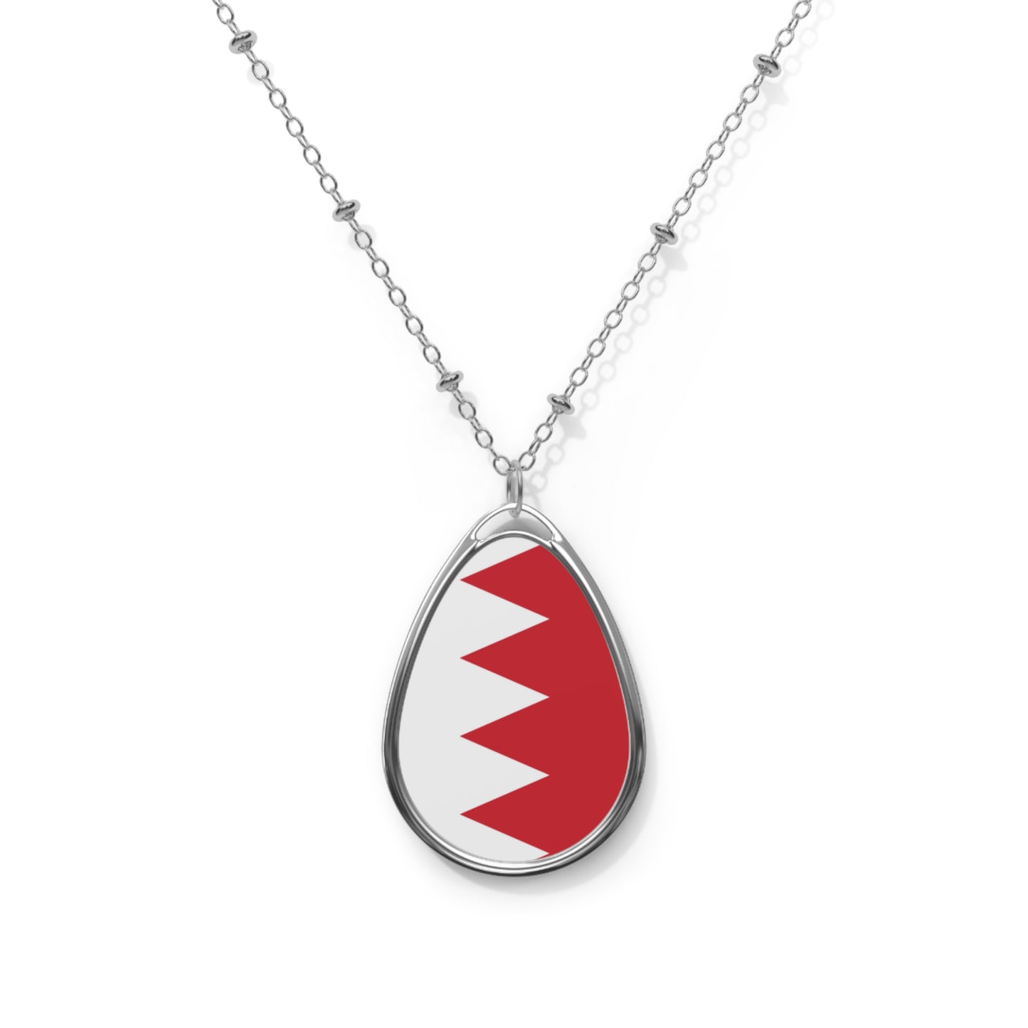 Bahrain Flag Oval Necklace | Bahraini Pride Patriotic Jewelry | Rep Ya Flag