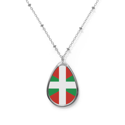 Basque Ikurriña Flag Oval Necklace | Basque Heritage Pendant | Rep Ya Flag