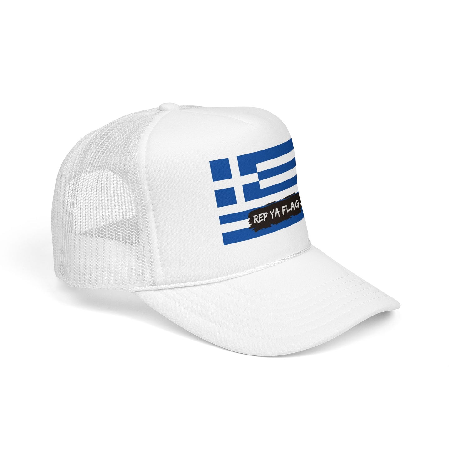 Greece Flag Foam Trucker Hat | Greek Pride Snapback Cap | Rep Ya Flag