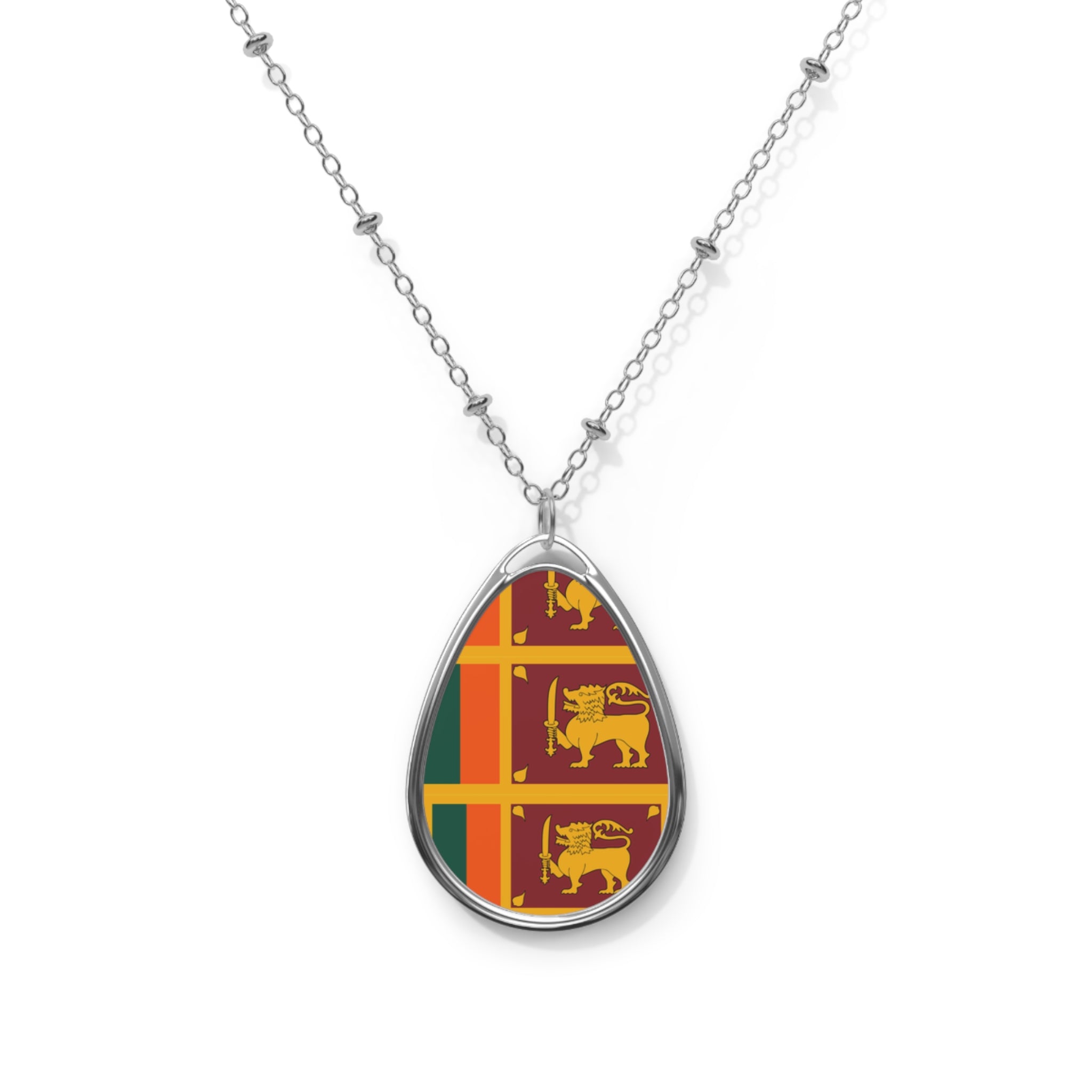 Sri Lanka Flag Oval Necklace