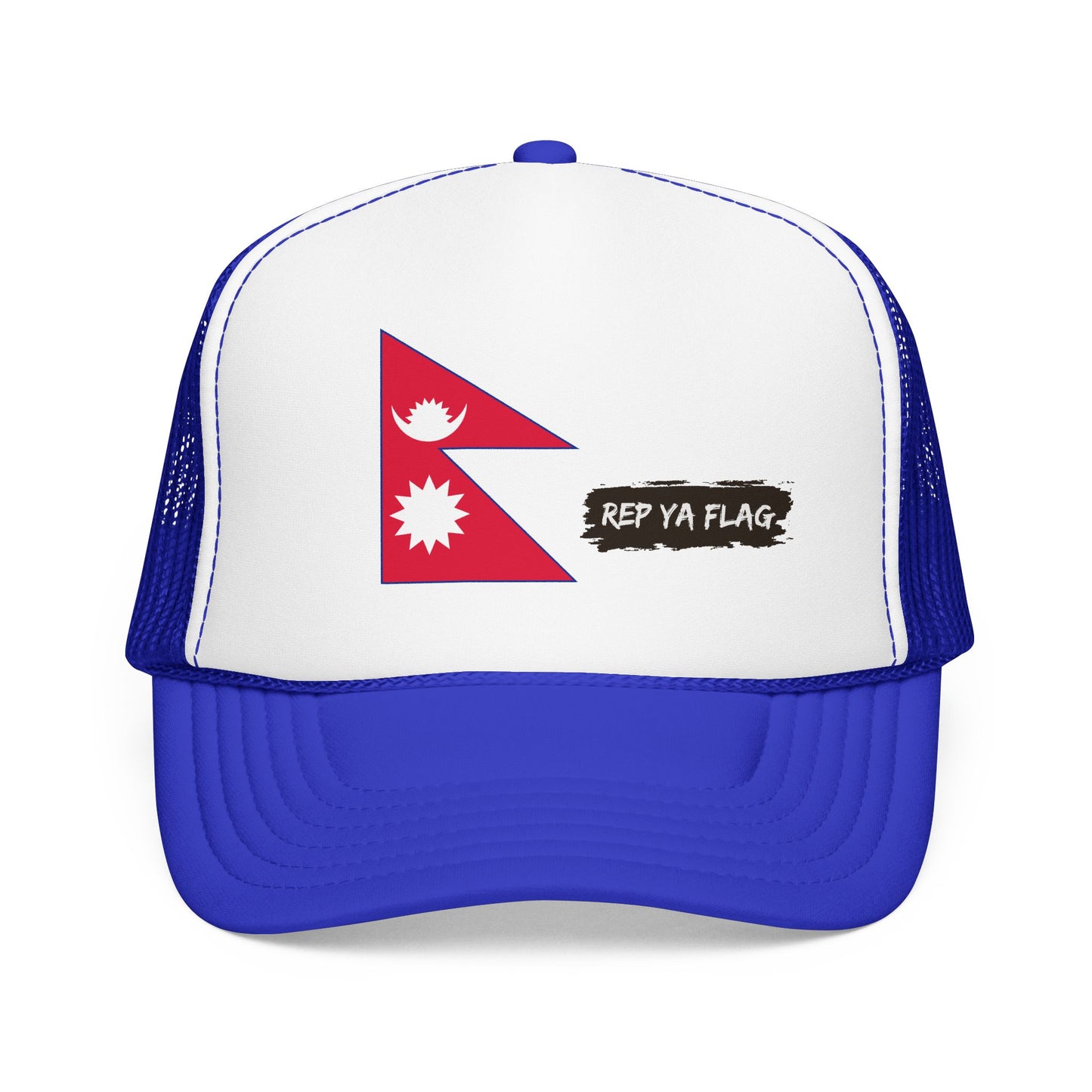 Nepal Flag Foam Trucker Hat | Nepali Pride Snapback Cap | Rep Ya Flag