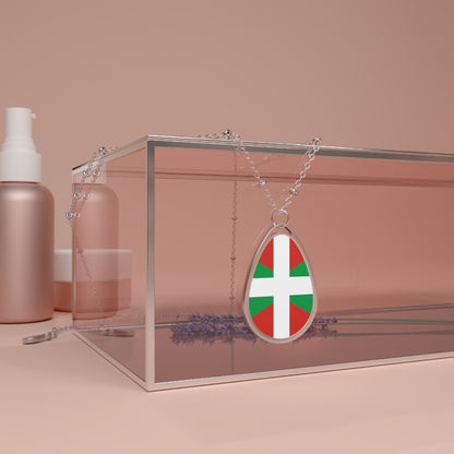 Basque Ikurriña Flag Oval Necklace | Basque Heritage Pendant | Rep Ya Flag