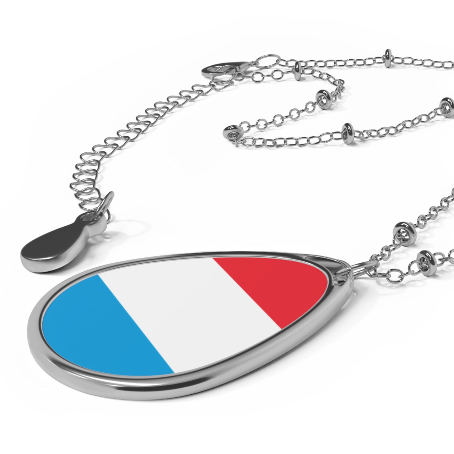 Luxembourg Flag Oval Necklace | Luxembourg Heritage Pendant | Rep Ya Flag
