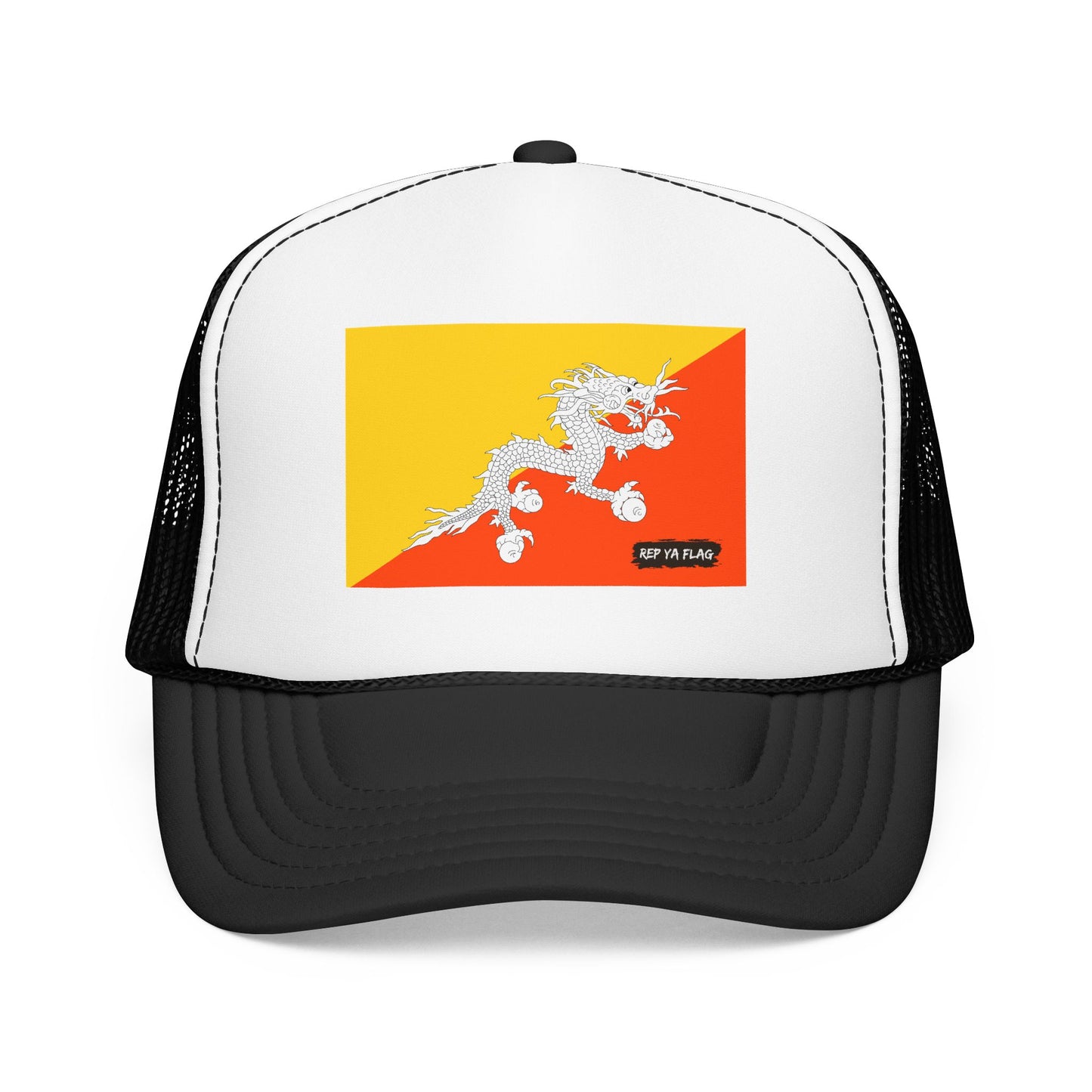 Bhutan Flag Foam Trucker Hat | Bhutanese Pride Snapback Cap | Rep Ya Flag