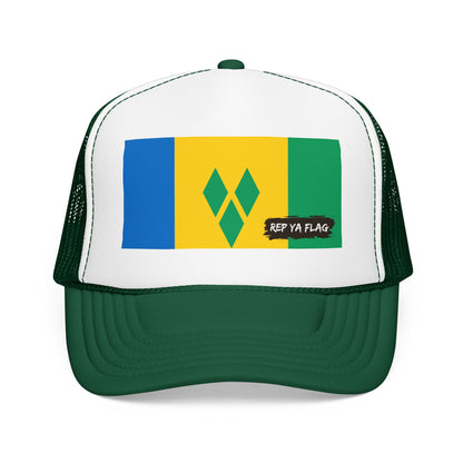 Saint Vincent and the Grenadines Flag Foam Trucker Hat | Vincentian Pride Snapback Cap | Rep Ya Flag