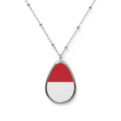 Indonesia Flag Oval Necklace | Indonesian Heritage Pendant | Rep Ya Flag