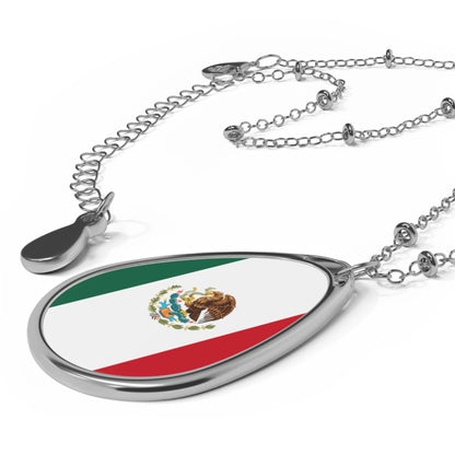 Mexico Flag Oval Necklace | Mexican Heritage Jewelry | Rep Ya Flag Pendant Necklace