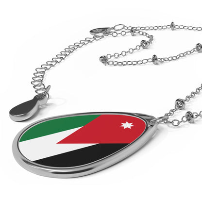 Jordan Flag Oval Necklace | Jordan Heritage Pendant | Rep Ya Flag