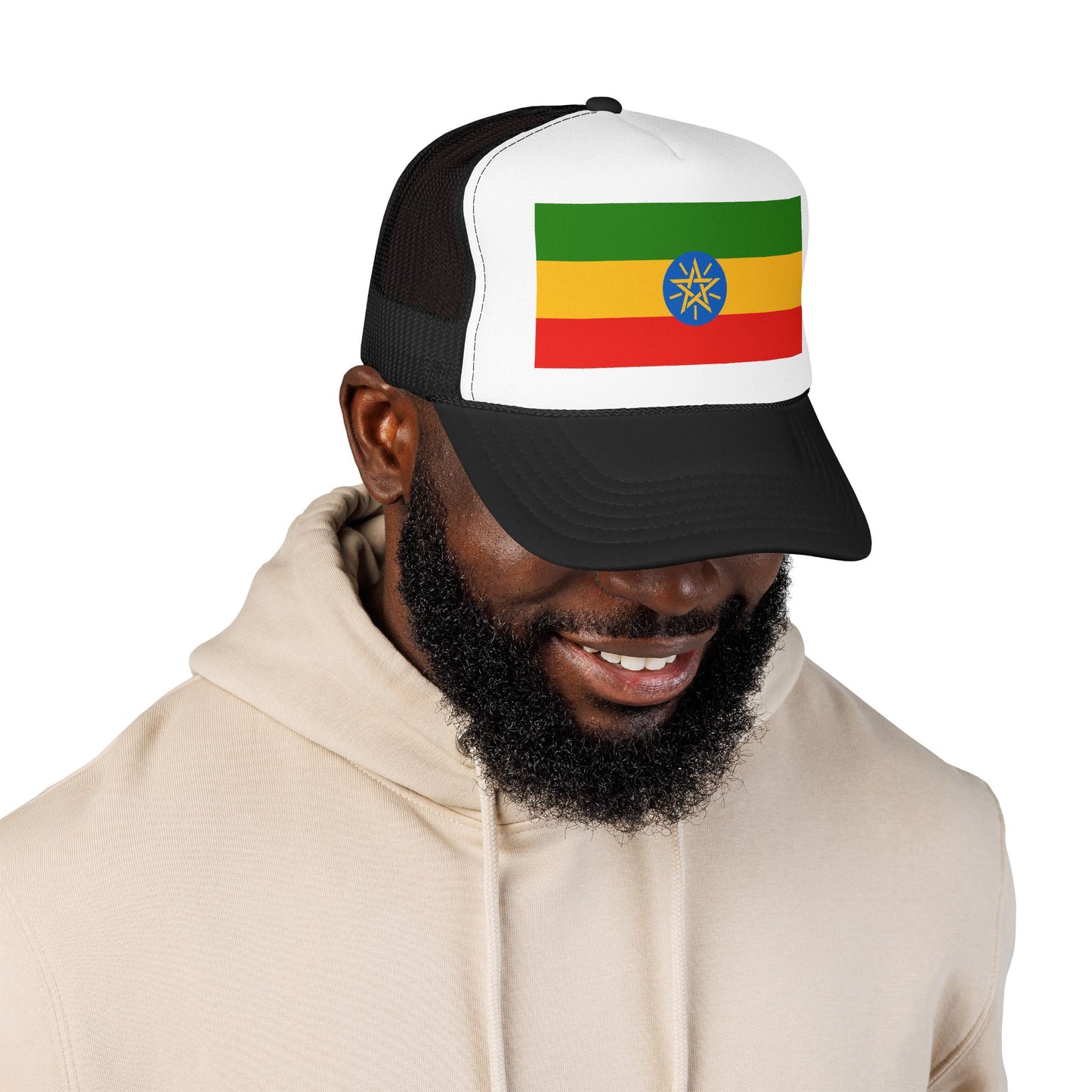 Ethiopia Flag Foam Trucker Hat | Ethiopian Pride Snapback Cap | Rep Ya Flag