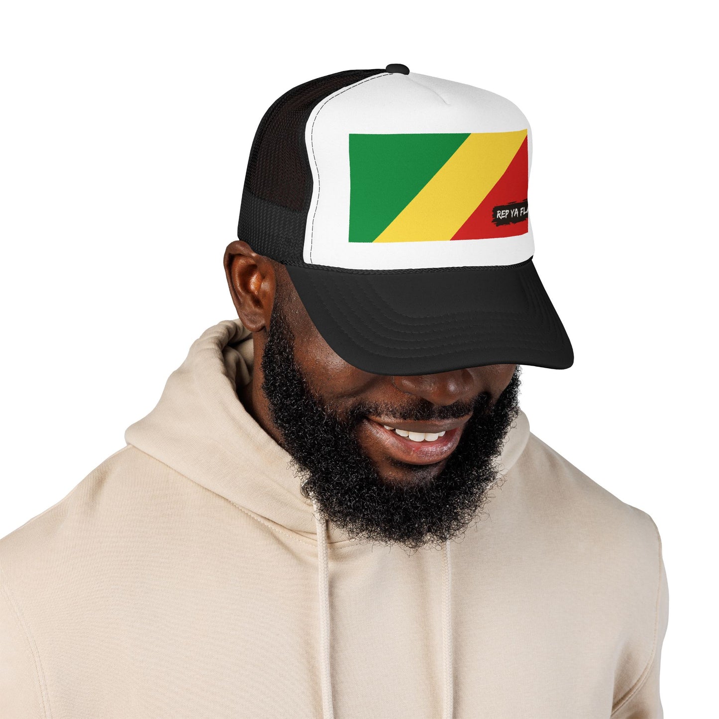 Republic of the Congo Flag Foam Trucker Hat | Congolese Pride Snapback Cap | Rep Ya Flag