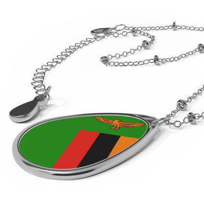 Zambia Flag Oval Necklace Custom Pendant for Patriotic Gifts Mother's Day Father's Day Christmas Birthdays Cultural Events Holidays