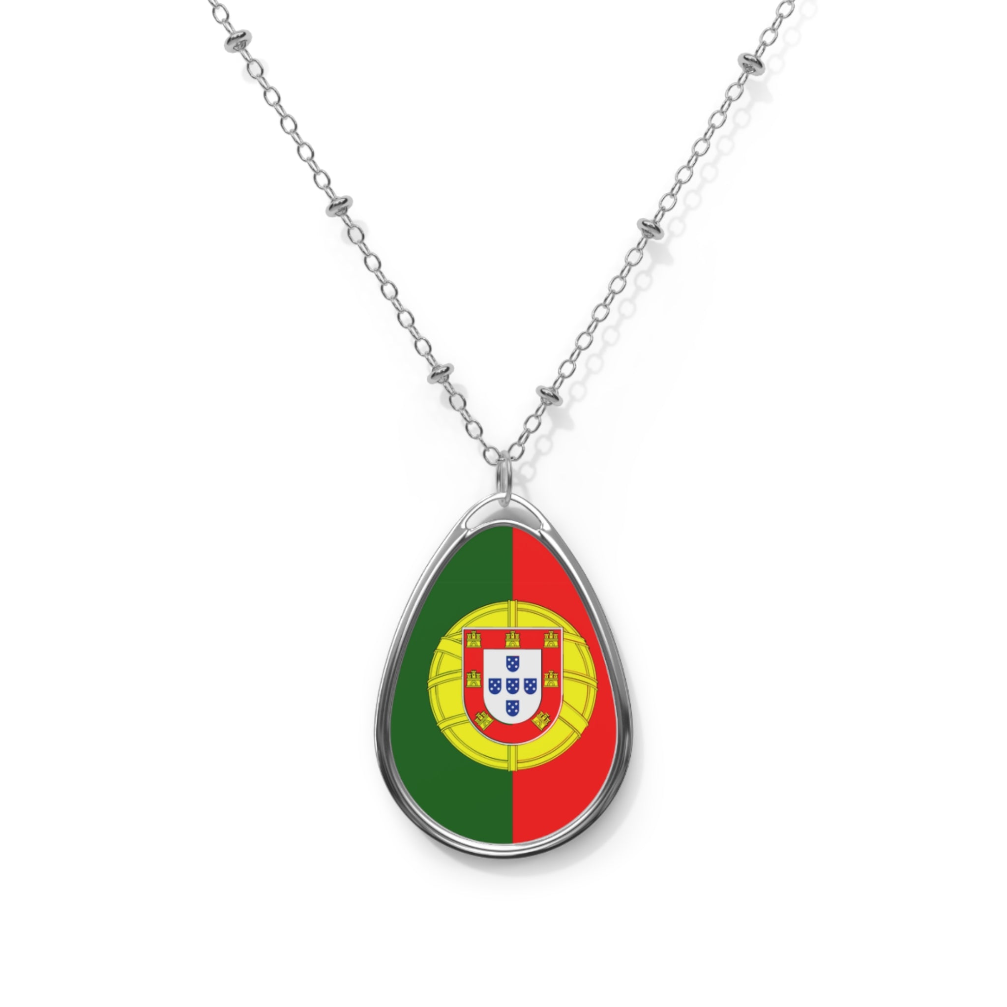 Portugal Flag Oval Necklace