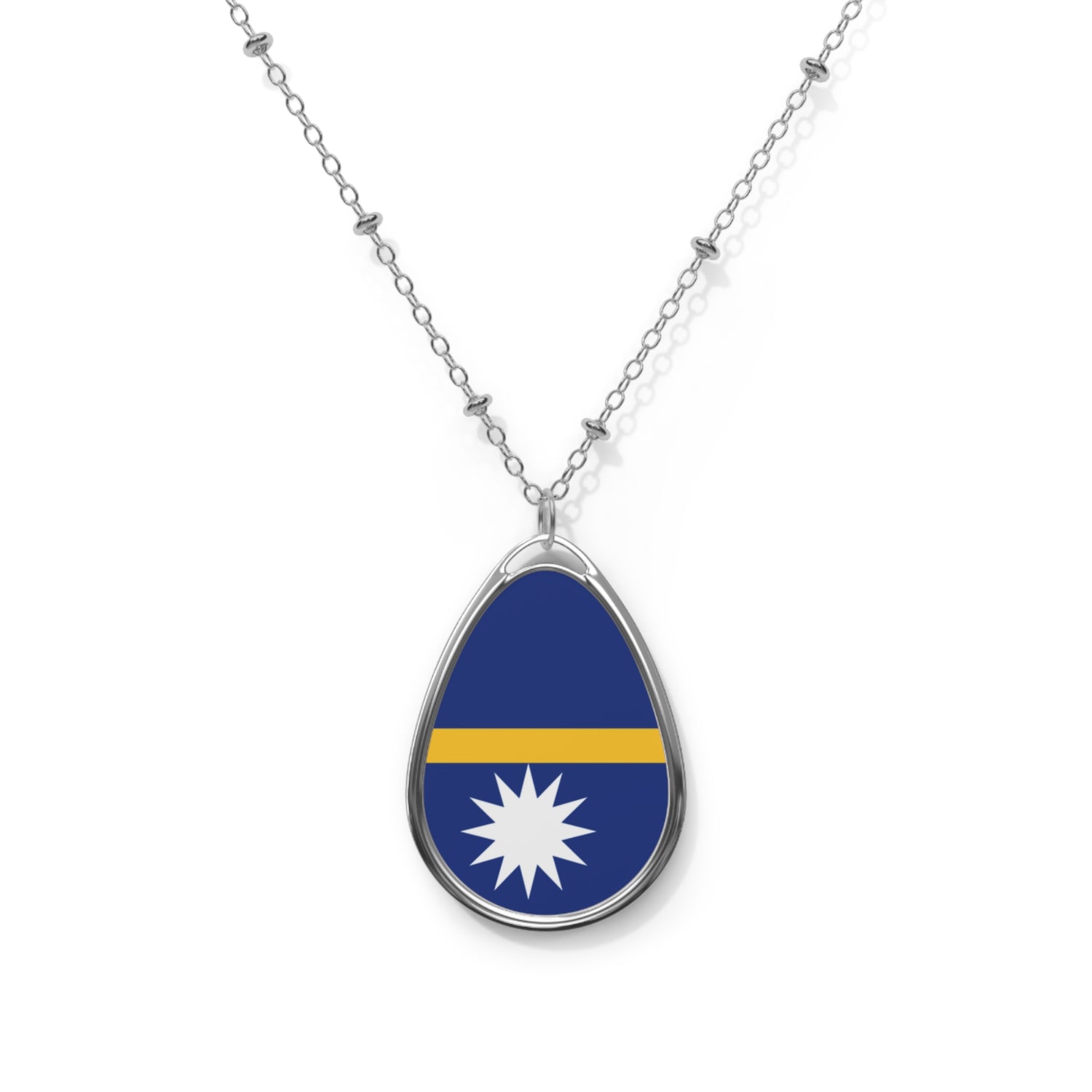 Nauru Flag Oval Necklace | Nauruan Flag Pendant | Heritage Jewelry | Cultural Gift | Rep Ya Flag
