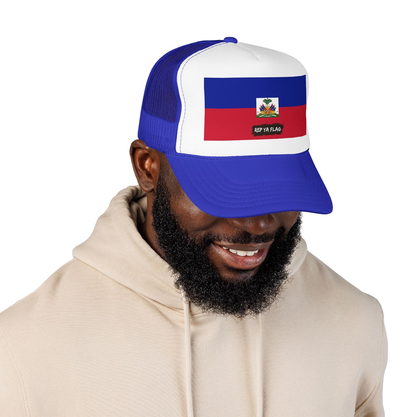 Haiti Flag Foam Trucker Hat | Haitian Pride Snapback Cap | Rep Ya Flag