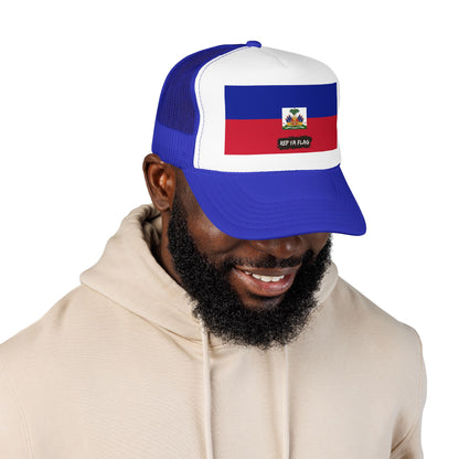 Haiti Flag Foam Trucker Hat | Haitian Pride Snapback Cap | Rep Ya Flag