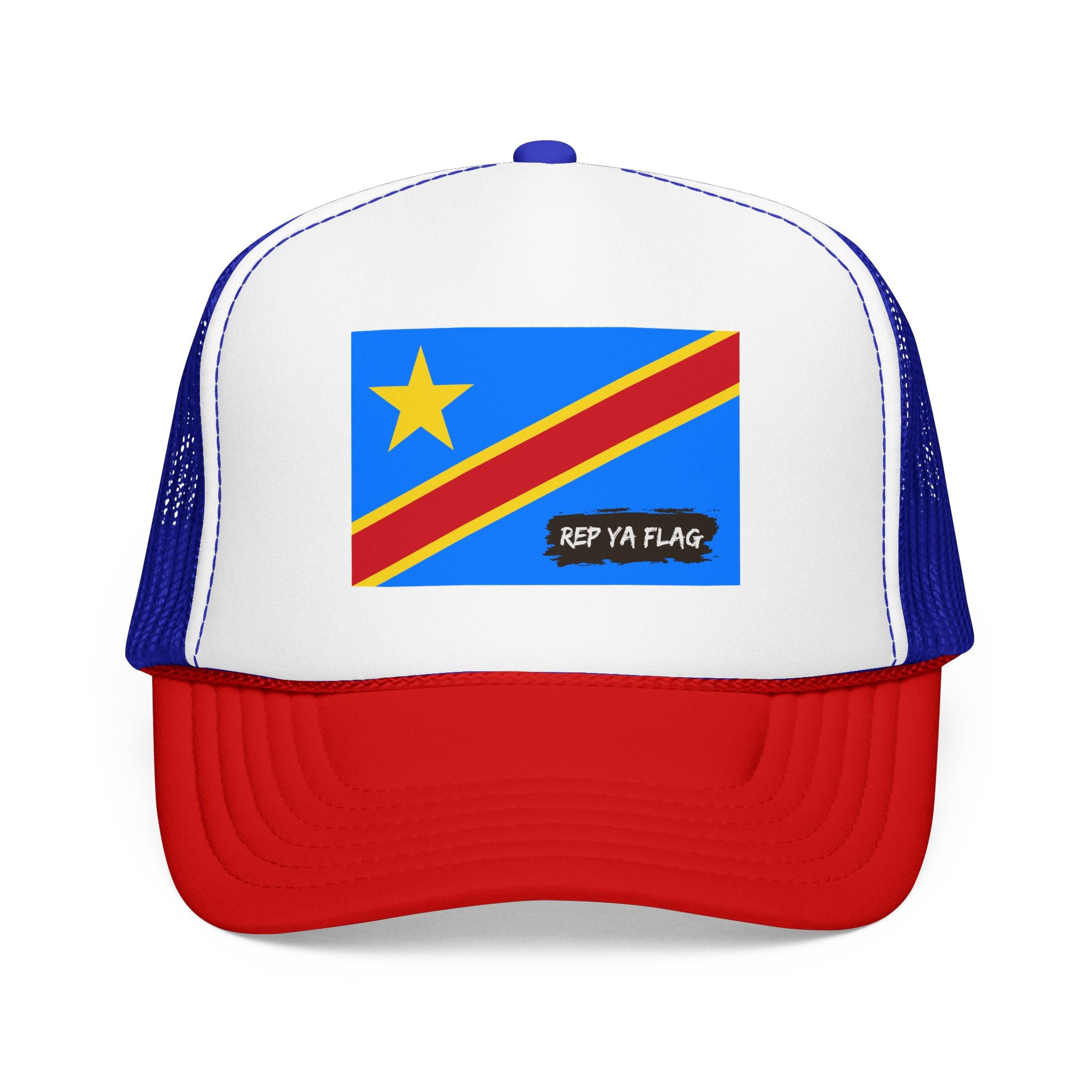 Democratic Republic of the Congo Flag Foam Trucker Hat | Congolese Pride Snapback Cap | Rep Ya Flag