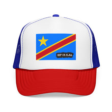 Democratic Republic of the Congo Flag Foam Trucker Hat | Congolese Pride Snapback Cap | Rep Ya Flag