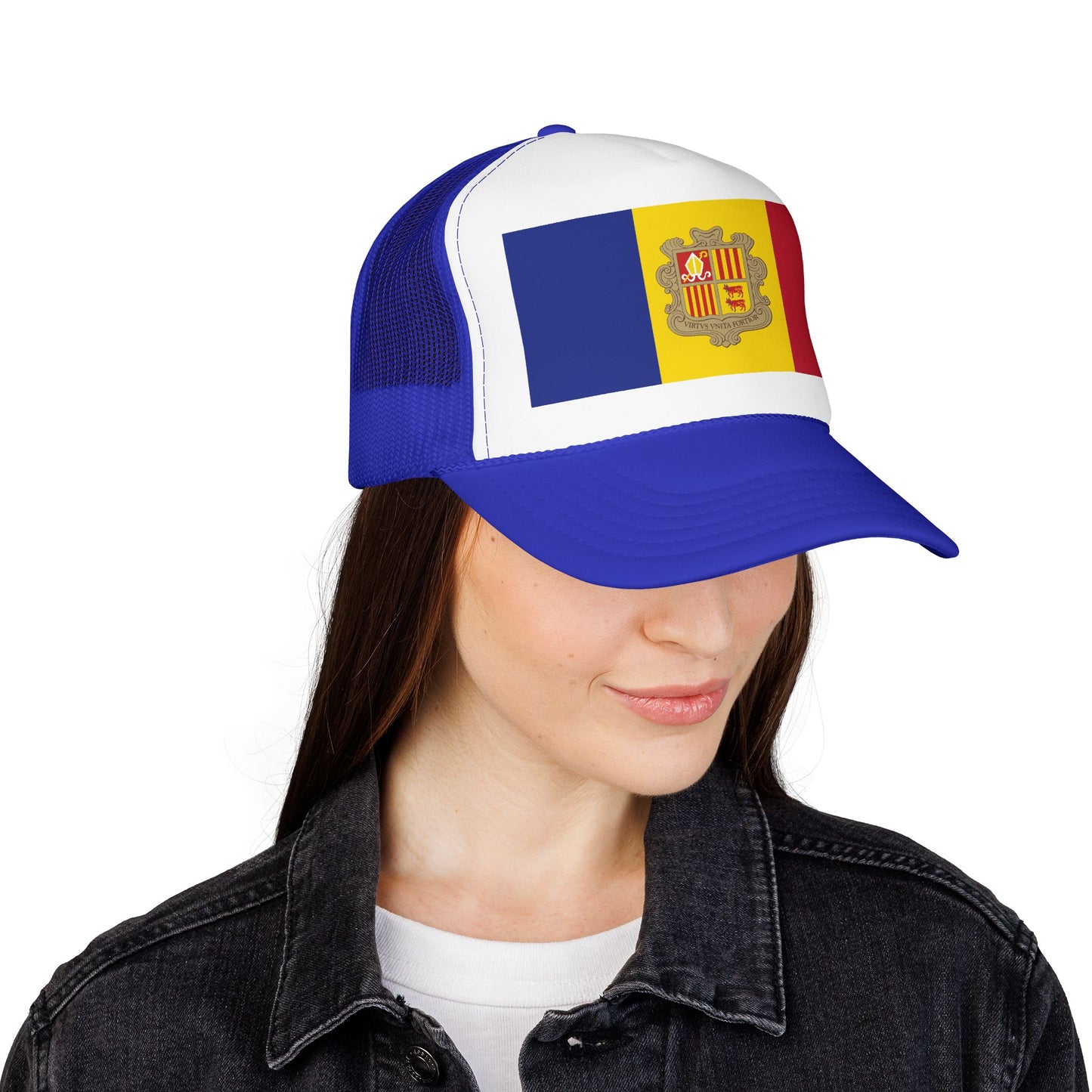 Andorra Flag Foam Trucker Hat | Andorran Pride Snapback Cap | Rep Ya Flag
