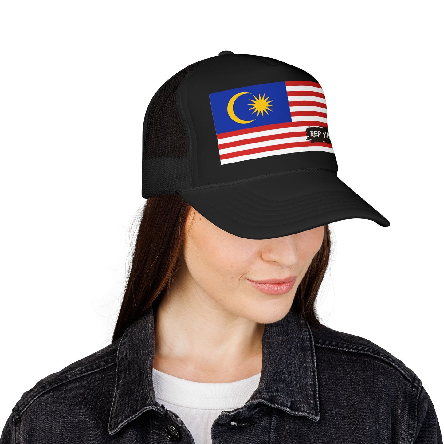 Malaysia Flag Foam Trucker Hat | Malaysian Pride Snapback Cap | Rep Ya Flag