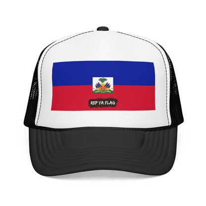Haiti Flag Foam Trucker Hat | Haitian Pride Snapback Cap | Rep Ya Flag